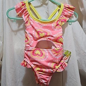 Penelope Mack Baby Girls Tie-Dye Heart Swimsuit Multicolor 12 Months New